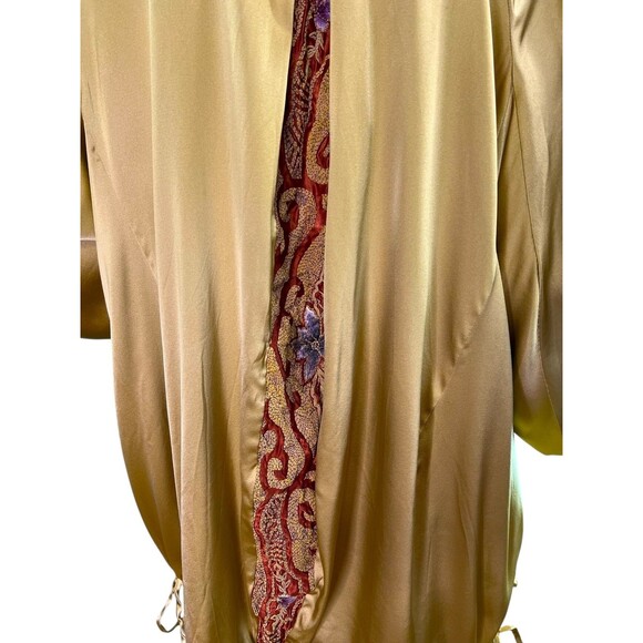 Antique Vintage Gold Silk Charmeuse Robe Opera Coat Gold Couching Embroidery O/S - Picture 11 of 16